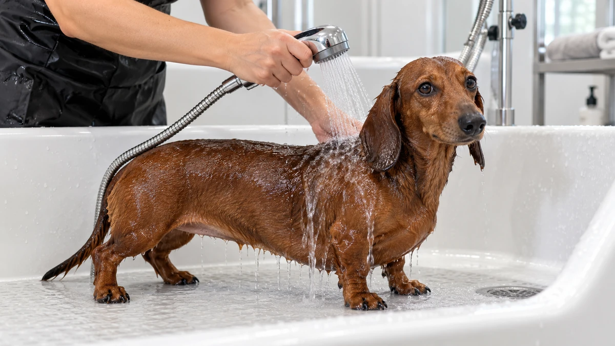 Dakhund Sosis Köpek köpek — banyo ve temizlik