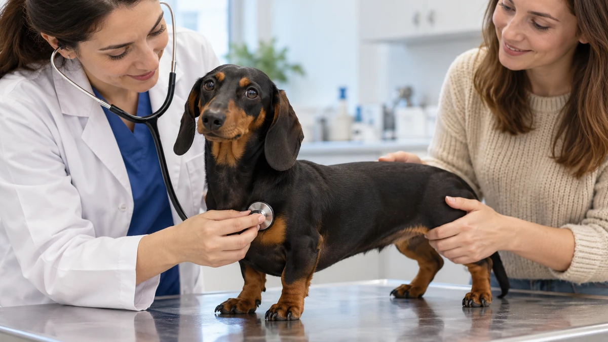 Dakhund Sosis Köpek köpek — veteriner kontrolü