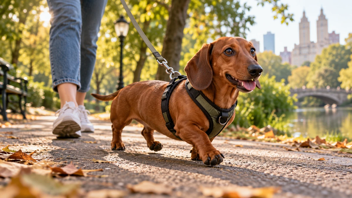 Dakhund Sosis Köpek köpek — parkta yürüyüş ve egzersiz